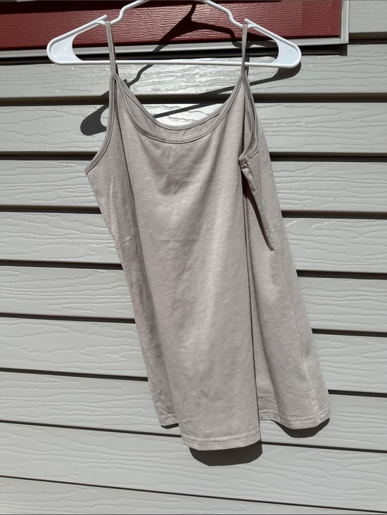 Tops - Women's Beige Tank Cami Top - Lightweight Spaghetti Strap